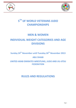 5 Ijf World Veterans Judo Championships Men & Women