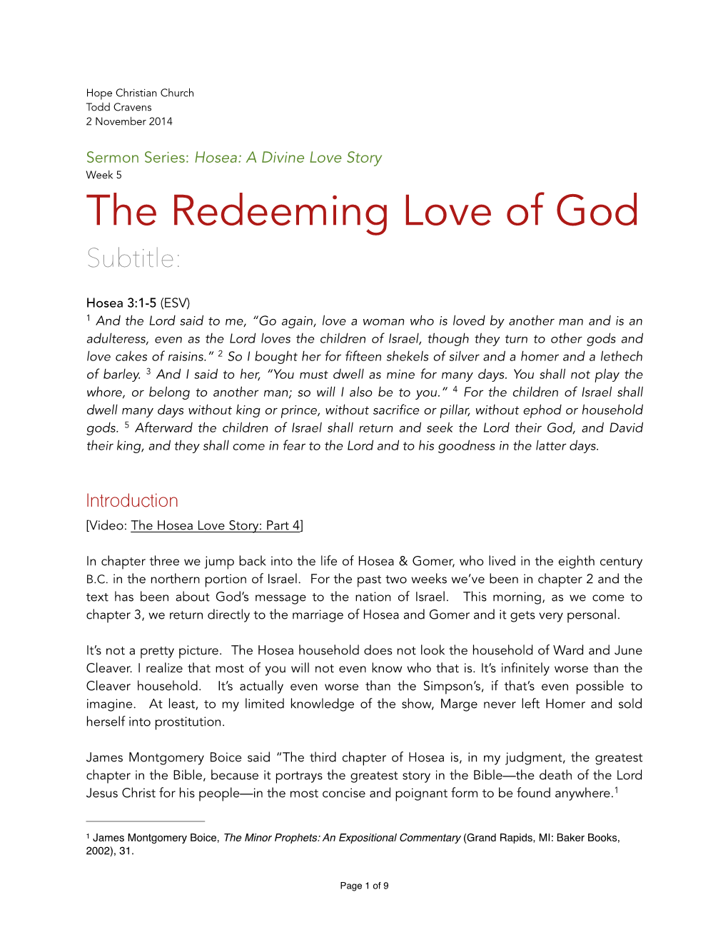 The Redeeming Love of God.Pages