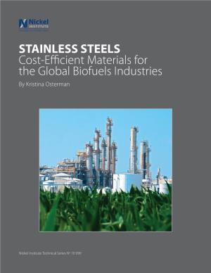 STAINLESS STEELS Cost-Efficient Materials for the Global Biofuels Industries by Kristina Osterman