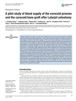 A Pilot Study of Blood Supply of the Coracoid Process and the Coracoid Bone Graft After Latarjet Osteotomy
