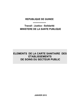 Elements De La Carte Sanitaire Des Etablissements De Soins Du Secteur Public