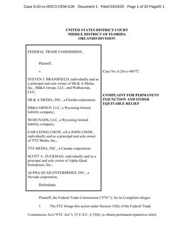 Case 6:20-Cv-00372-CEM-GJK Document 1 Filed 03/03/20 Page 1 of 32 Pageid 1