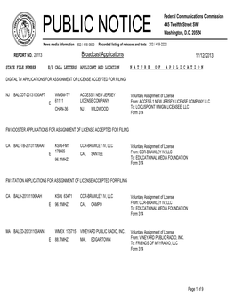 Broadcast Applications 11/12/2013