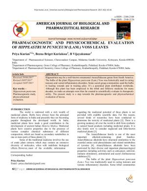American Journal of Biological and Pharmaceutical Research