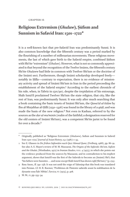 Religious Extremism (Ghuluw), Ṣūfism and Sunnism in Safavid Iran: 1501–1722*