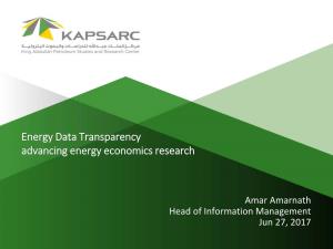Energy Data Transparency Advancing Energy Economics Research