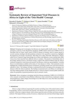 Systematic Review of Important Viral Diseases in Africa in Light of the ‘One Health’ Concept