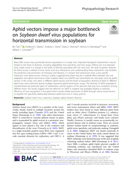 Aphid Vectors Impose a Major Bottleneck on Soybean Dwarf Virus Populations for Horizontal Transmission in Soybean Bin Tian1,2* , Frederick E