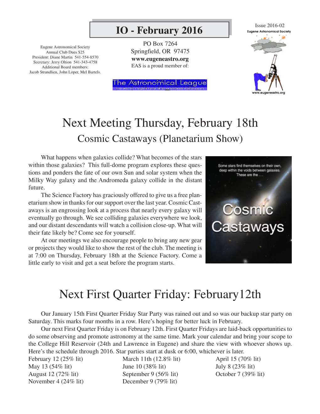 Next First Quarter Friday: February12th