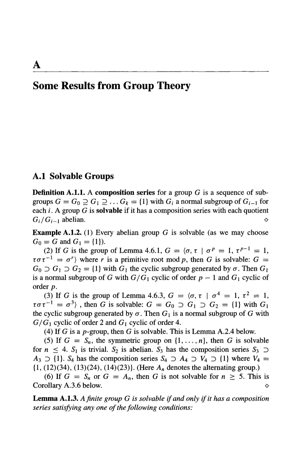 Some Results from Group Theory