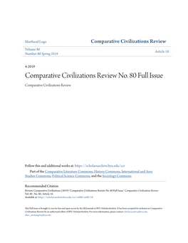 Comparative Civilizations Review No. 80 Full Issue Comparative Civilizations Review
