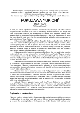 FUKUZAWA YUKICHI1 (1835–1901) Nishikawa Shunsaku2