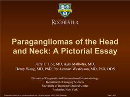 Paragangliomas of the Head and Neck: a Pictorial Essay