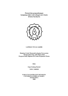 Potensi Dan Pengembangan Kampung Etnik Arab Sebagai Aset Wisata Di Kota Surakarta