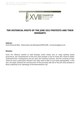 The Historical Roots of the June 2013 Protests and Their Remnants