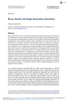 Bruce Smith and Anglo-Australian Liberalism