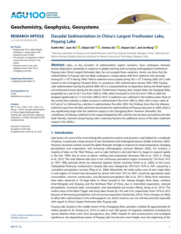 Decadal Sedimentation in China's Largest Freshwater Lake, Poyang