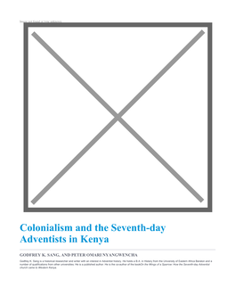 Colonialism and the Seventh-Day Adventists in Kenya