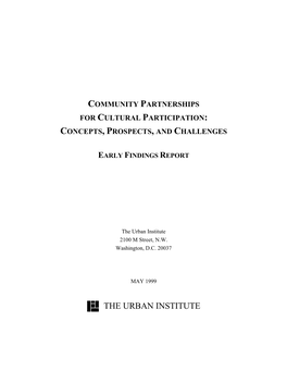Community Partnerships for Cultural Participation: Concepts, Prospects, and Challenges