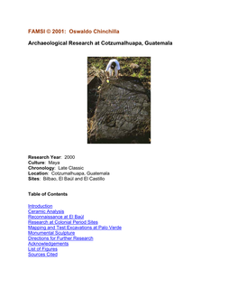 Archaeological Research at Cotzumalhuapa, Guatemala