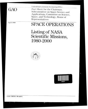 IMTEC-89-46FS Space Operations: Listing of NASA Scientific Missions