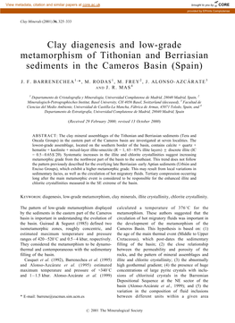 Clay Diagenesis and Low-Grade Metamorphism of Tithonian and Berriasian Sediments in the Cameros Basin (Spain)