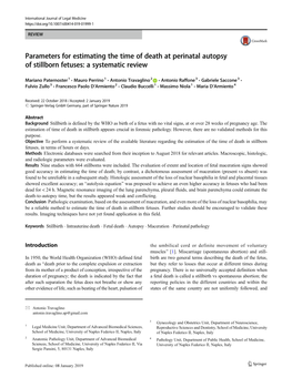 Parameters for Estimating the Time of Death at Perinatal Autopsy of Stillborn Fetuses: a Systematic Review