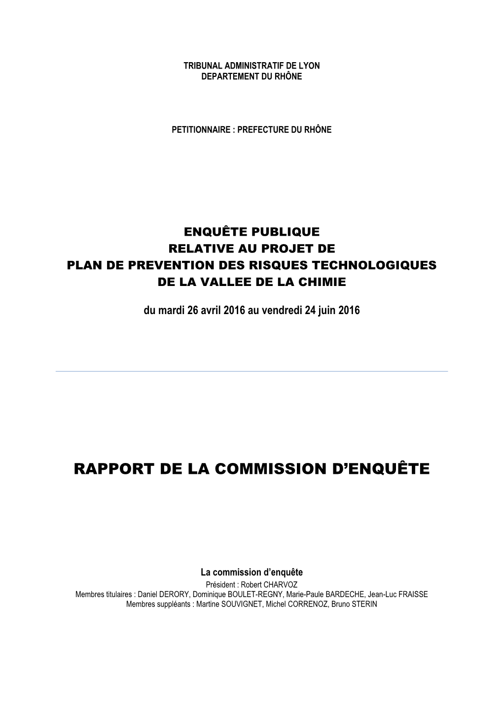 Rapport De La Commission D'enquête