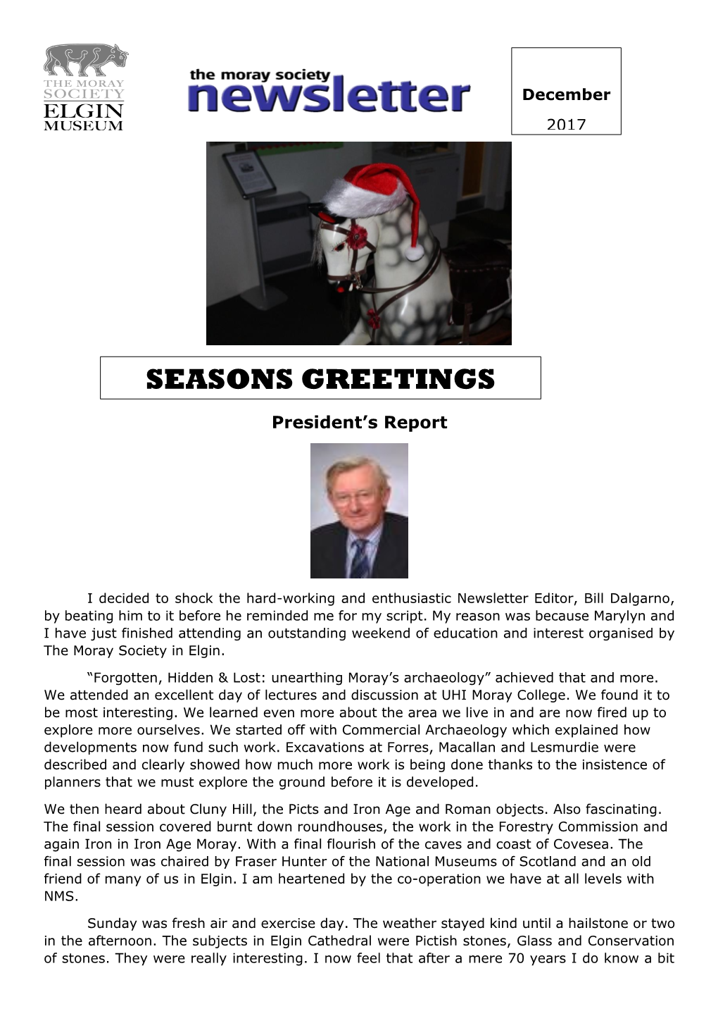 SEASONS GREETINGS President’S Report