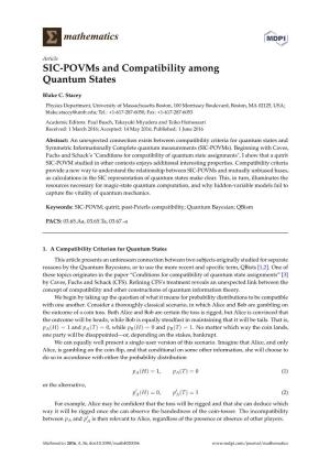 SIC-Povms and Compatibility Among Quantum States