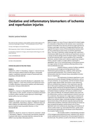 Oxidative and Inflammatory Biomarkers of Ischemia and Reperfusion Injuries