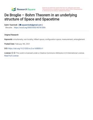 1 De Broglie – Bohm Theorem in an Underlying Structure of Space And