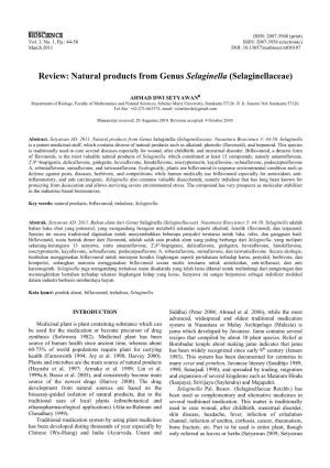 Natural Products from Genus Selaginella (Selaginellaceae)
