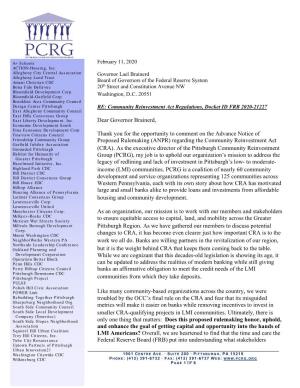 PCRG's Comment Letter on the Fed Reserve APNR On