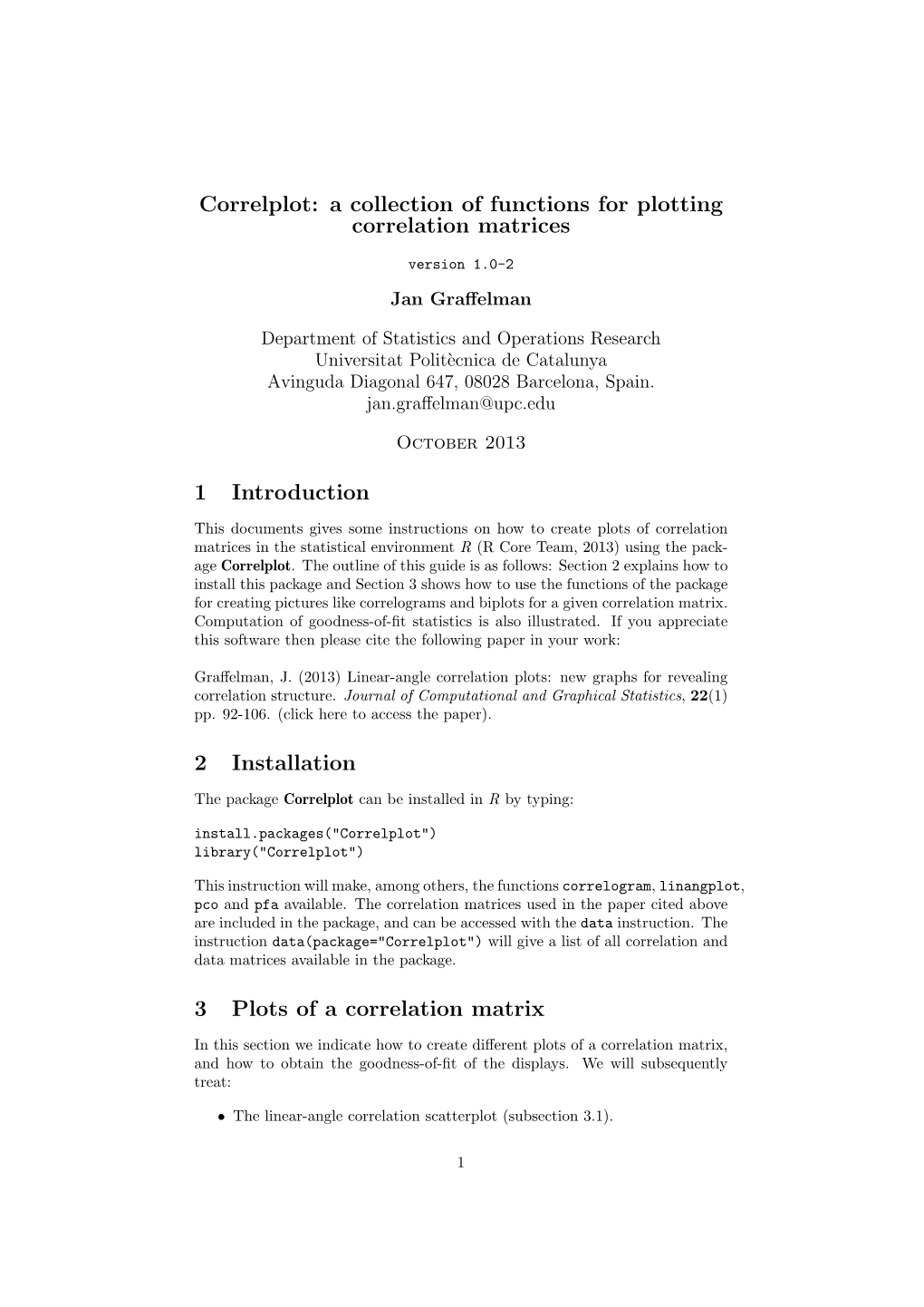 Correlplot: a Collection of Functions for Plotting Correlation Matrices 1