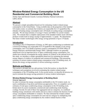 Window-Related Energy Consumption in the US Residential