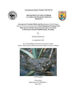 Assessment of Atrazine Effects and the Pathogenic Chytrid Fungus To