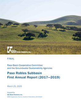 Paso Robles Subbasin First Annual Report (2017—2019)