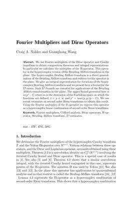 Fourier Multipliers and Dirac Operators