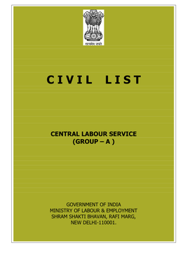 Civil List of Central Labour Service (Group-A)