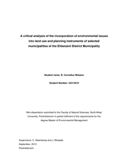 A Critical Analysis of the Incorporation of Environmental Issues Into Land
