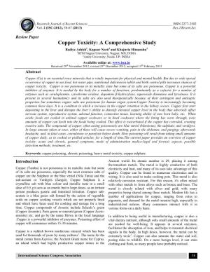Copper Toxicity: a Comprehensive Study