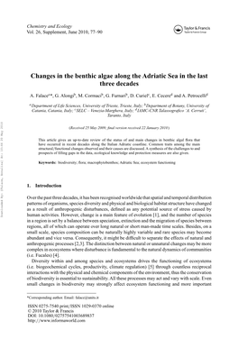 Changes in the Benthic Algae Along the Adriatic Sea in the Last Three Decades