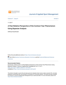 A Peer-Relative Perspective of the Contract Year Phenomenon Using Bayesian Analysis