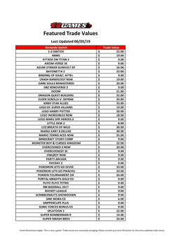 Featured Trade Values