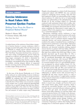 Exercise Intolerance in Heart Failure with Preserved