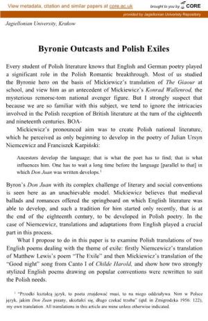 Byronic Outcasts and Polish Exiles