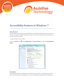 Accessibility Features in Windows 7