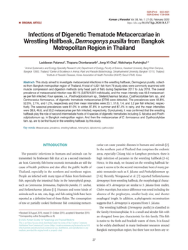 Infections of Digenetic Trematode Metacercariae in Wrestling Halfbeak, Dermogenys Pusilla from Bangkok Metropolitan Region in Thailand