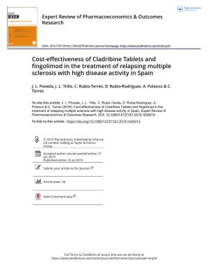 Cost-Effectiveness of Cladribine Tablets and Fingolimod in the Treatment of Relapsing Multiple Sclerosis with High Disease Activity in Spain